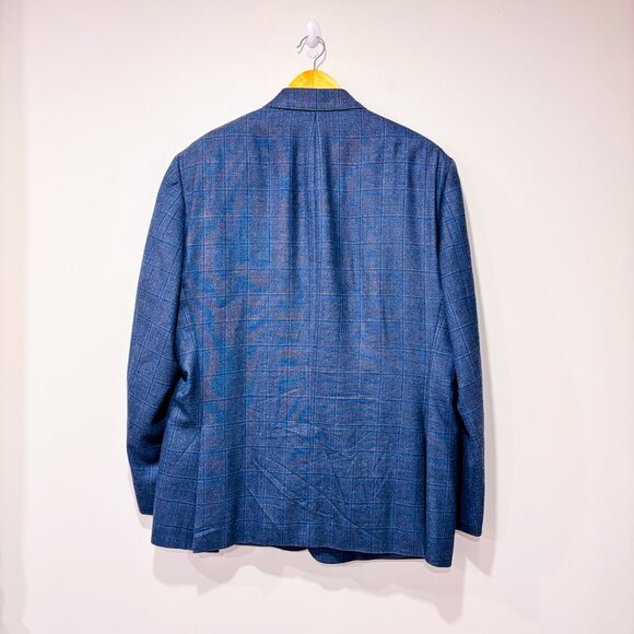 RALPH LAUREN Grey blue plaid silk wool blazer | Men's tailored | 46R * - Picture 2 of 9